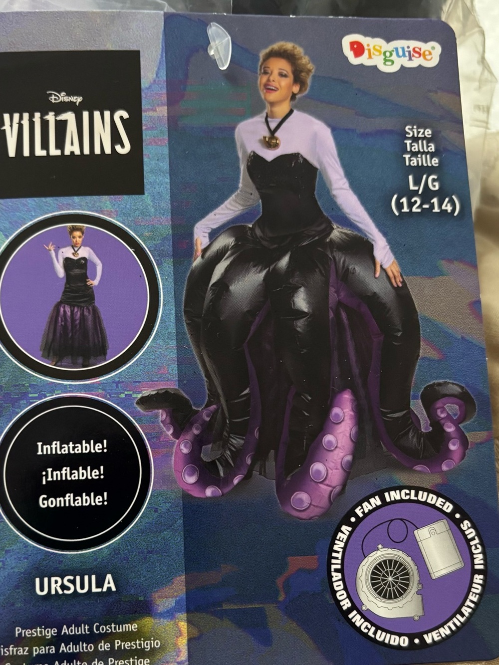 Disguise Disney Villains Ursula Inflatable Kids Costume - Purple & Black NEW